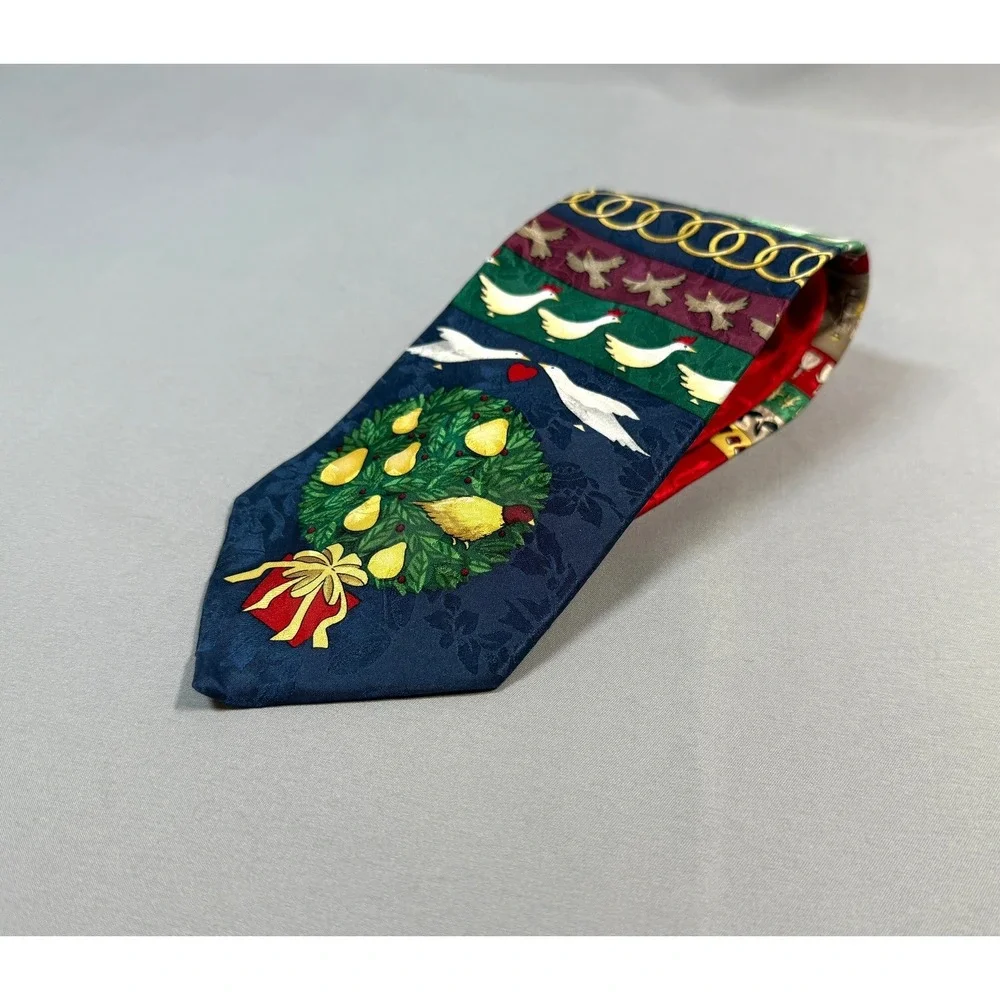 Mark Alexander Men's Silk Necktie Twelve Days of Christmas Holiday Party Festive